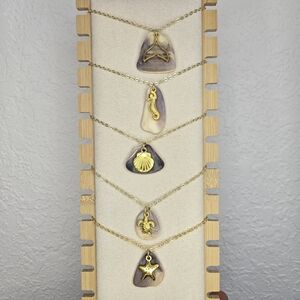 Handcrafted Wampum Necklace with Gold Charms